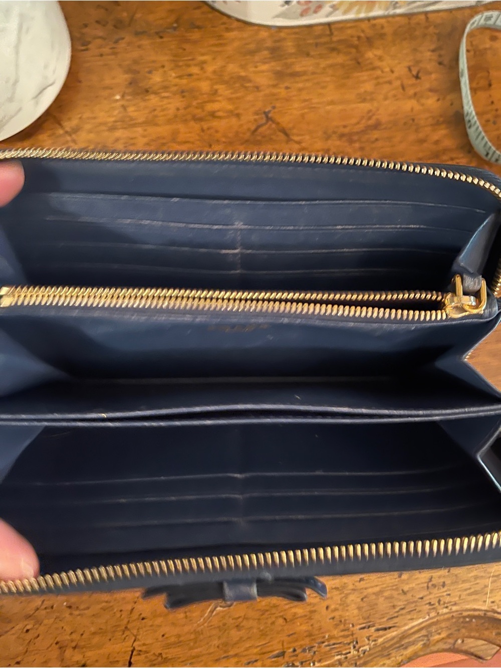Prada Navy Leather Zip Wallet / used condition - Picture 4 of 12